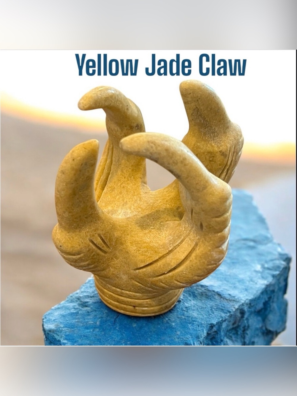Yellow Jade (nephrite) Gemstone Crystal Claw Carving NWOT